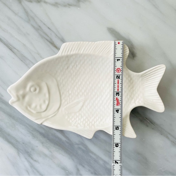 Ocean by Sakakibara Japan•VINTAGE~LIKE NEW•Ivory Ceramic Fish Platter+(2) Plates - Picture 11 of 12